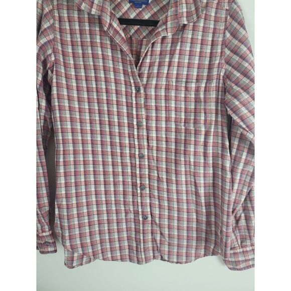 Pendelton Button Front Shirt L Womens Red White Grey 100% Cotton Pocket - Picture 4 of 9